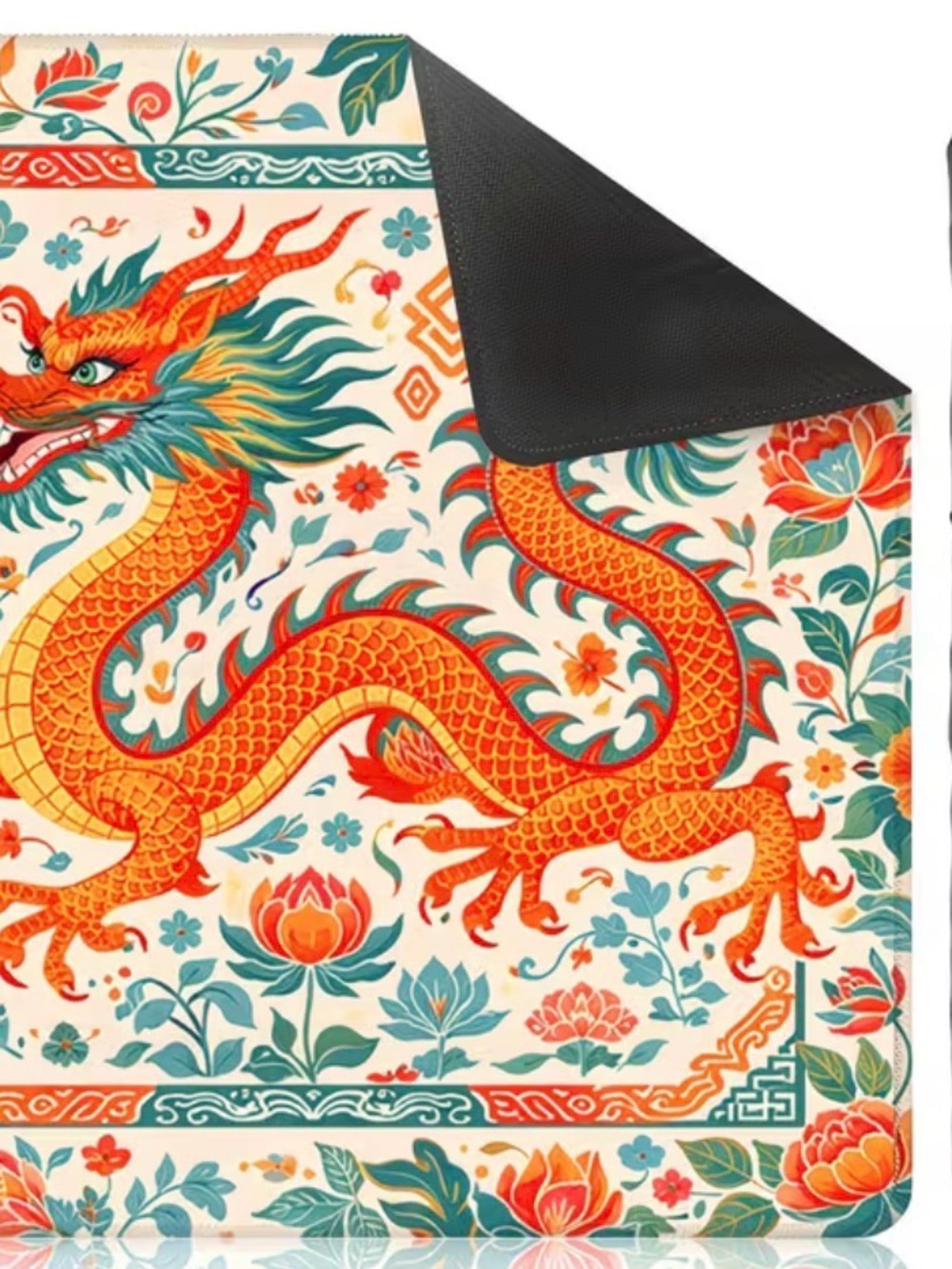 Mahjong Mat, Vibrant Red & Gold Neoprene